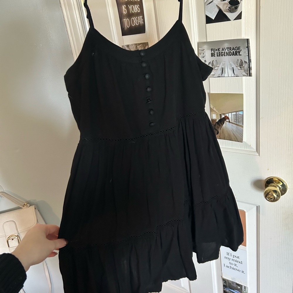Black Sleeveless Button-Front Dress